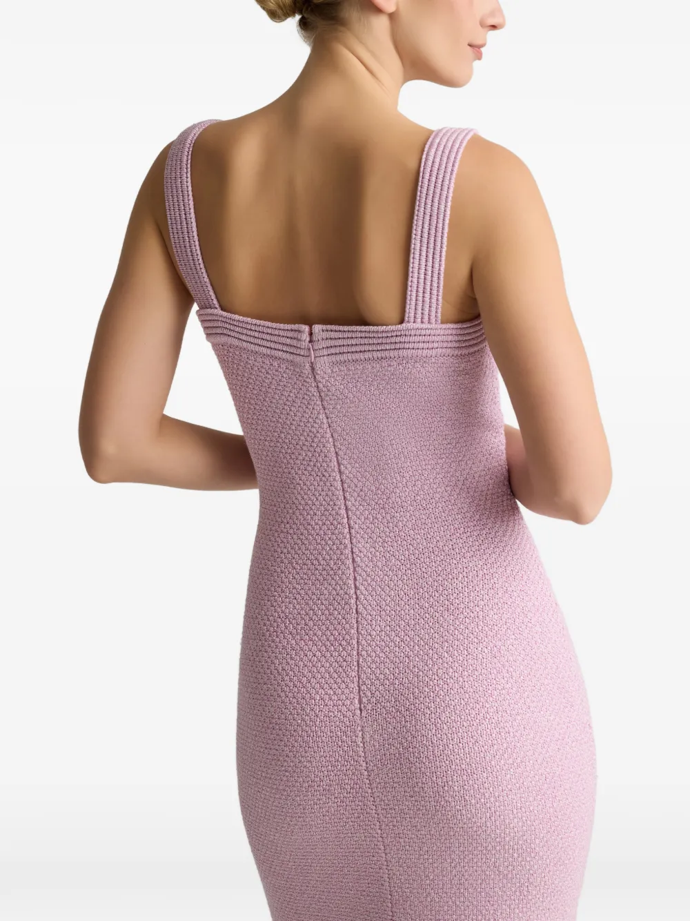 St. John Juliette metallic gebreide jurk met mouliné-effect Beige