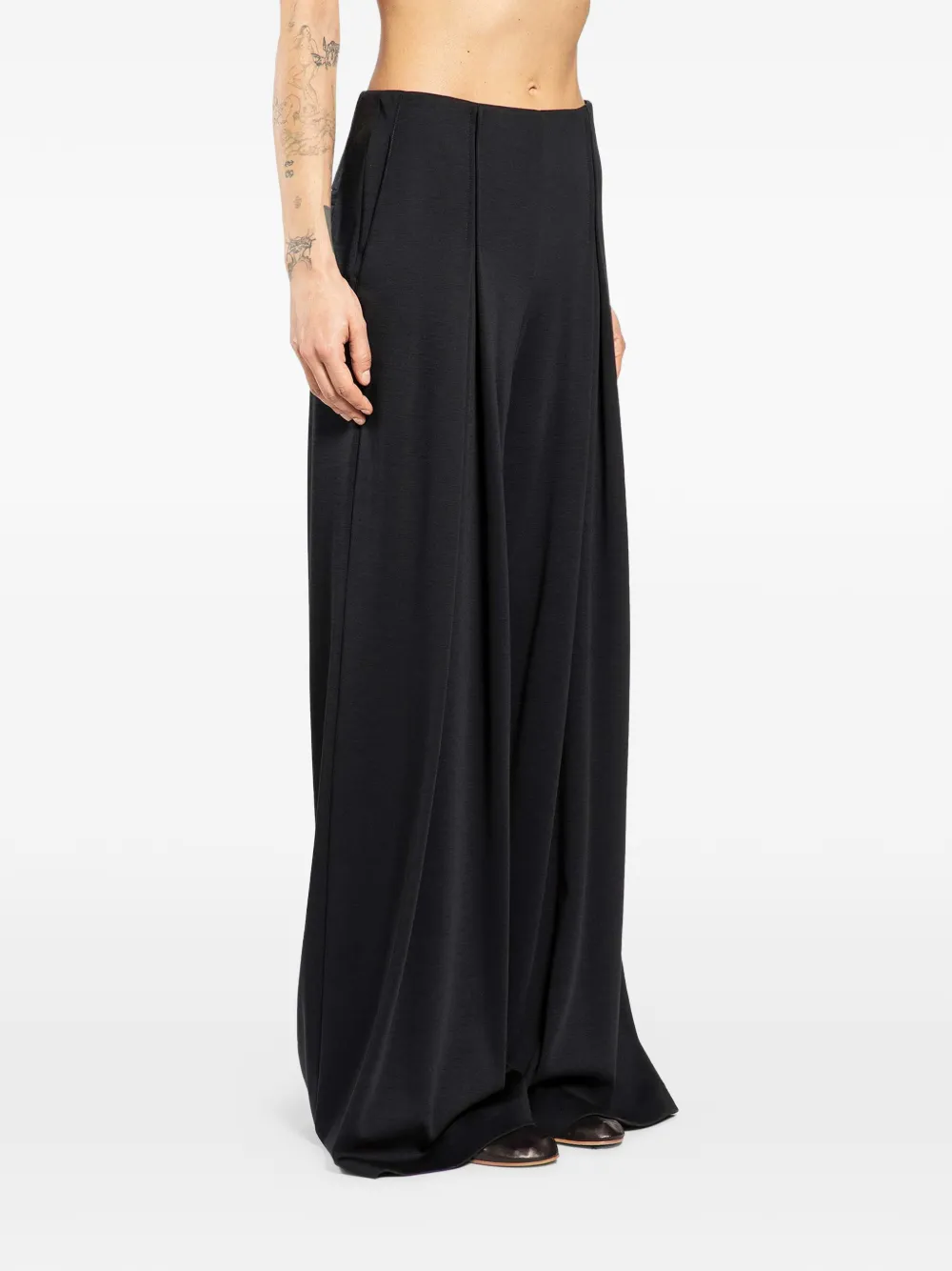  Max Mara Pleated Palazzo Pants - Black 