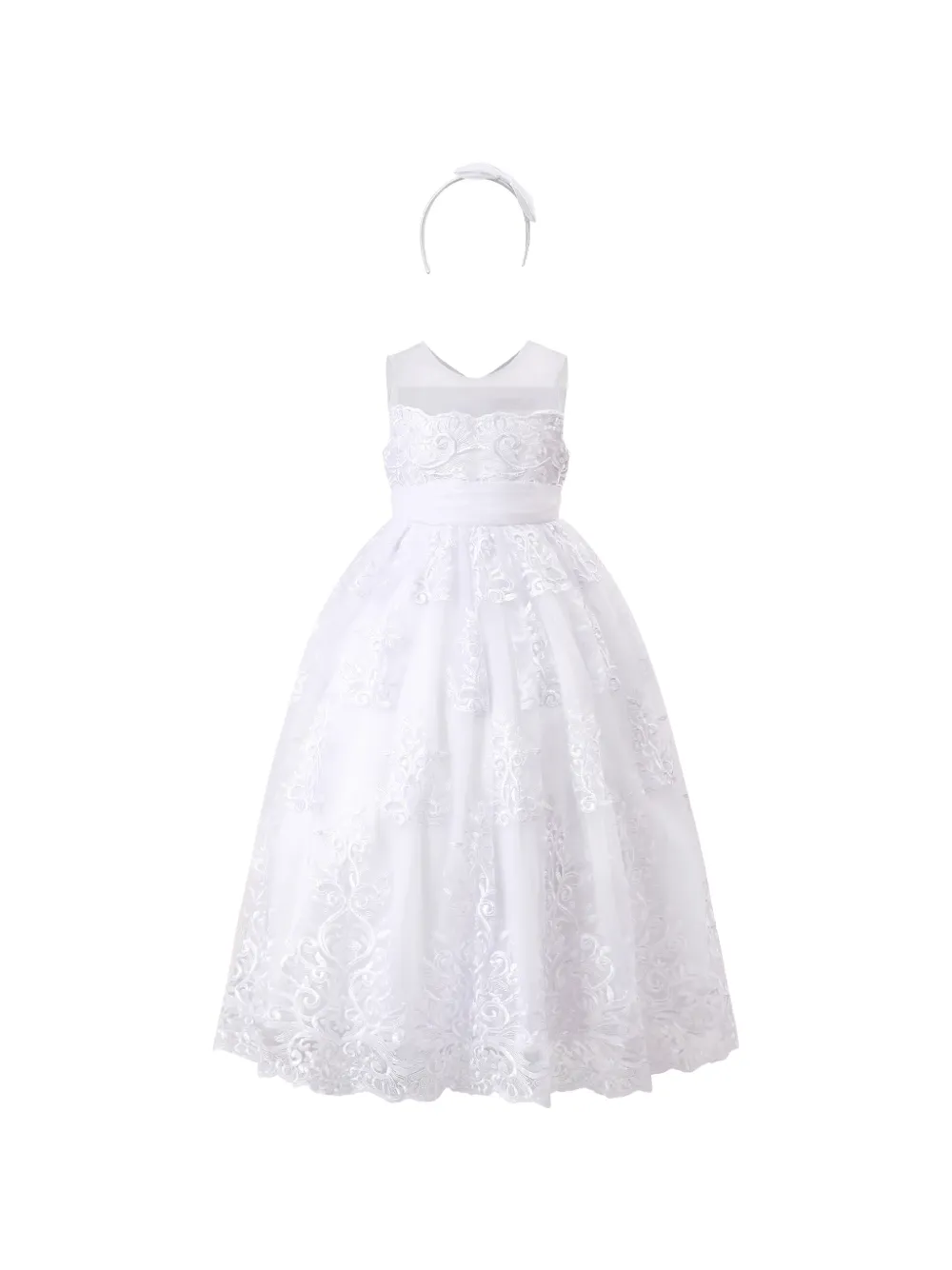 Tulleen Auresta lace sleeveless dress - Bianco