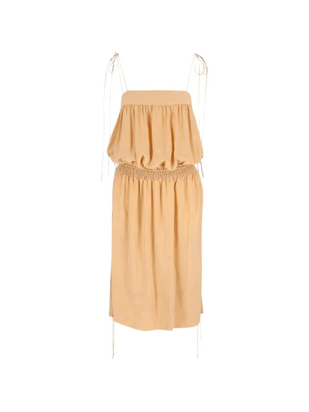 Saint Laurent silk ballon midi dress - Nude