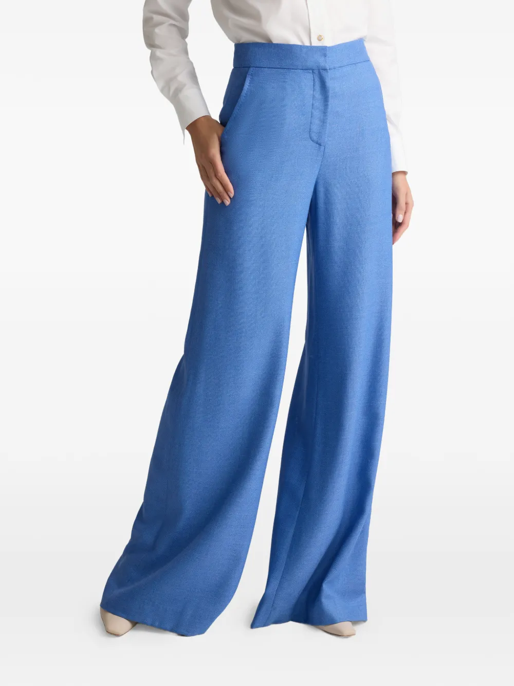 St. John Pantalon met wijde pijpen Blauw