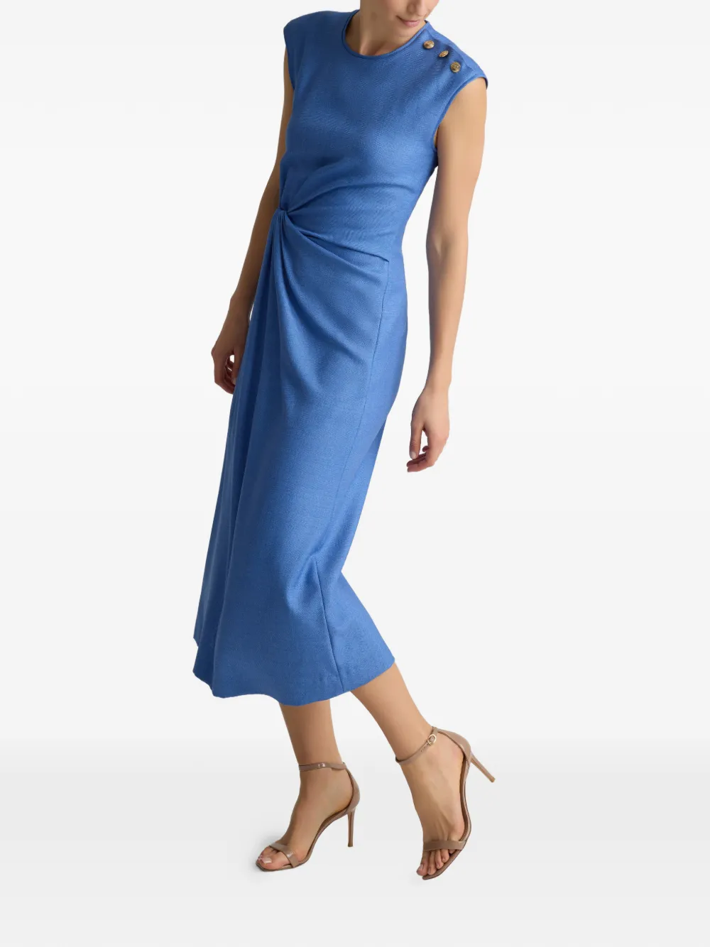  St. John Button Knot Midi Dress - Blue 
