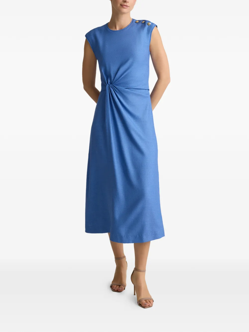  St. John Button Knot Midi Dress - Blue 