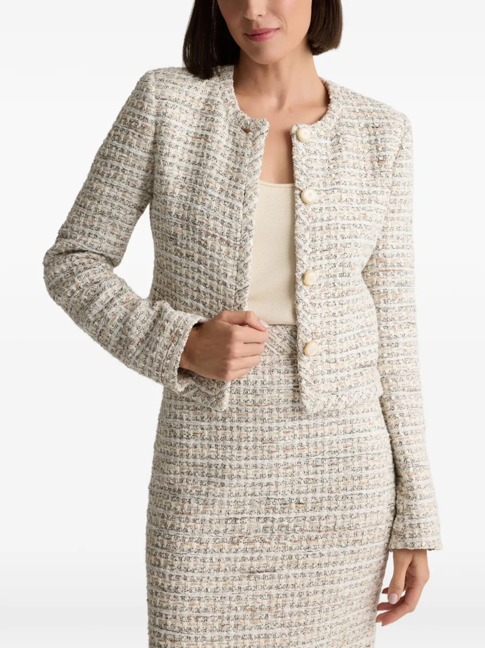  St. John Tweed Button Jacket - Neutrals 
