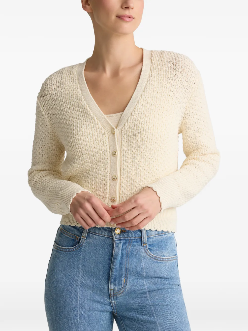 St. John Perle crêpe gebreid vest Beige