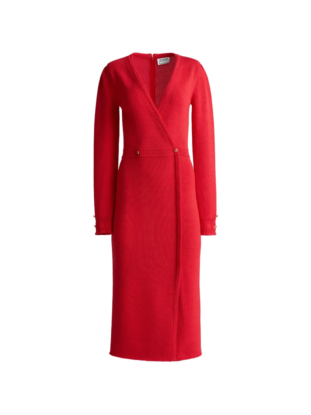 St. John bracelet knit V-neck midi dress - Rosso