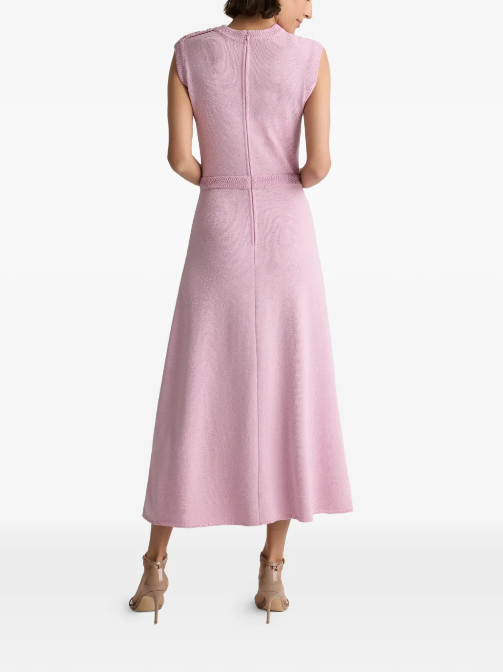  St. John Braid Detail Midi Dress - Pink 