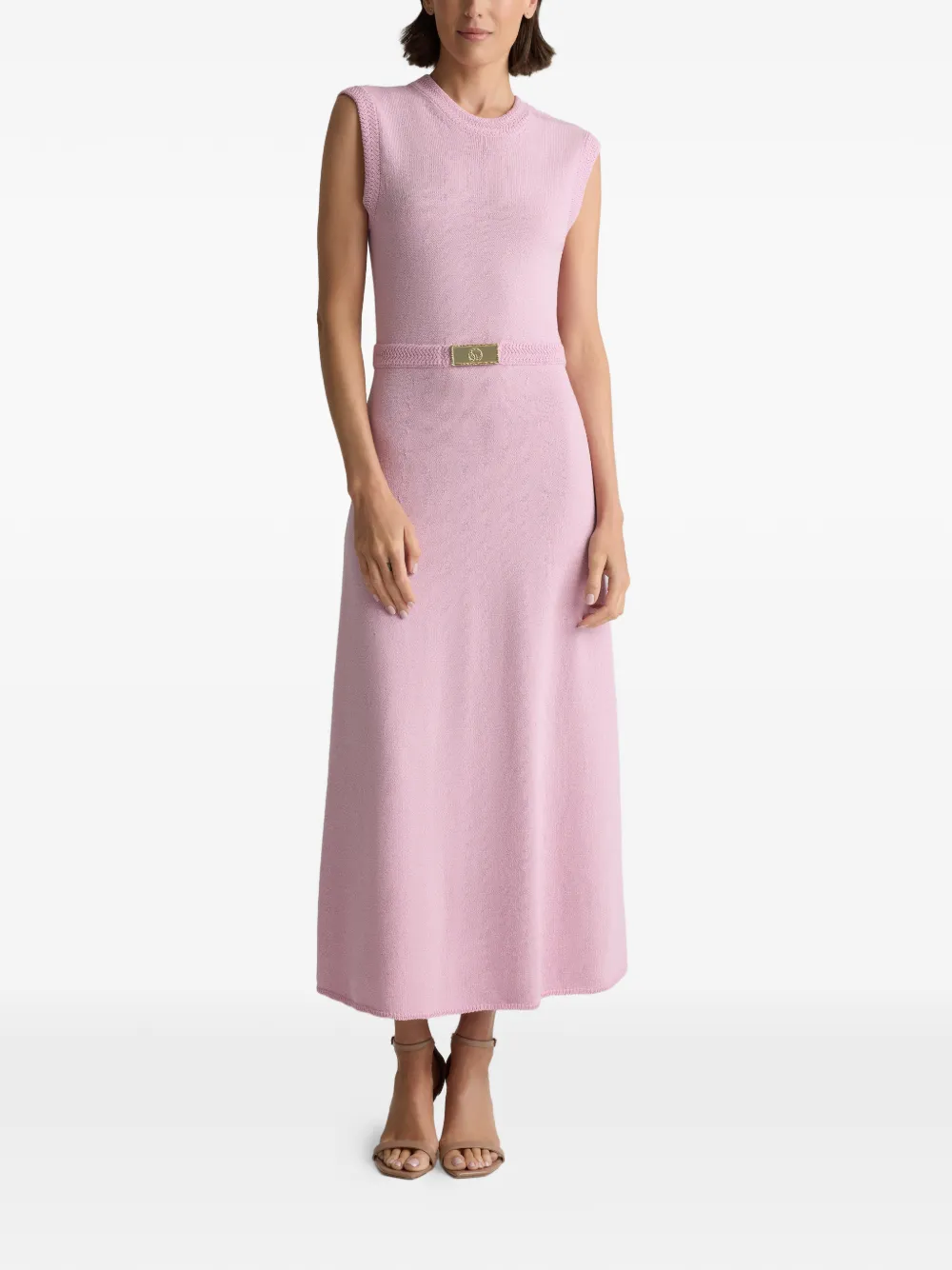  St. John Braid Detail Midi Dress - Pink 
