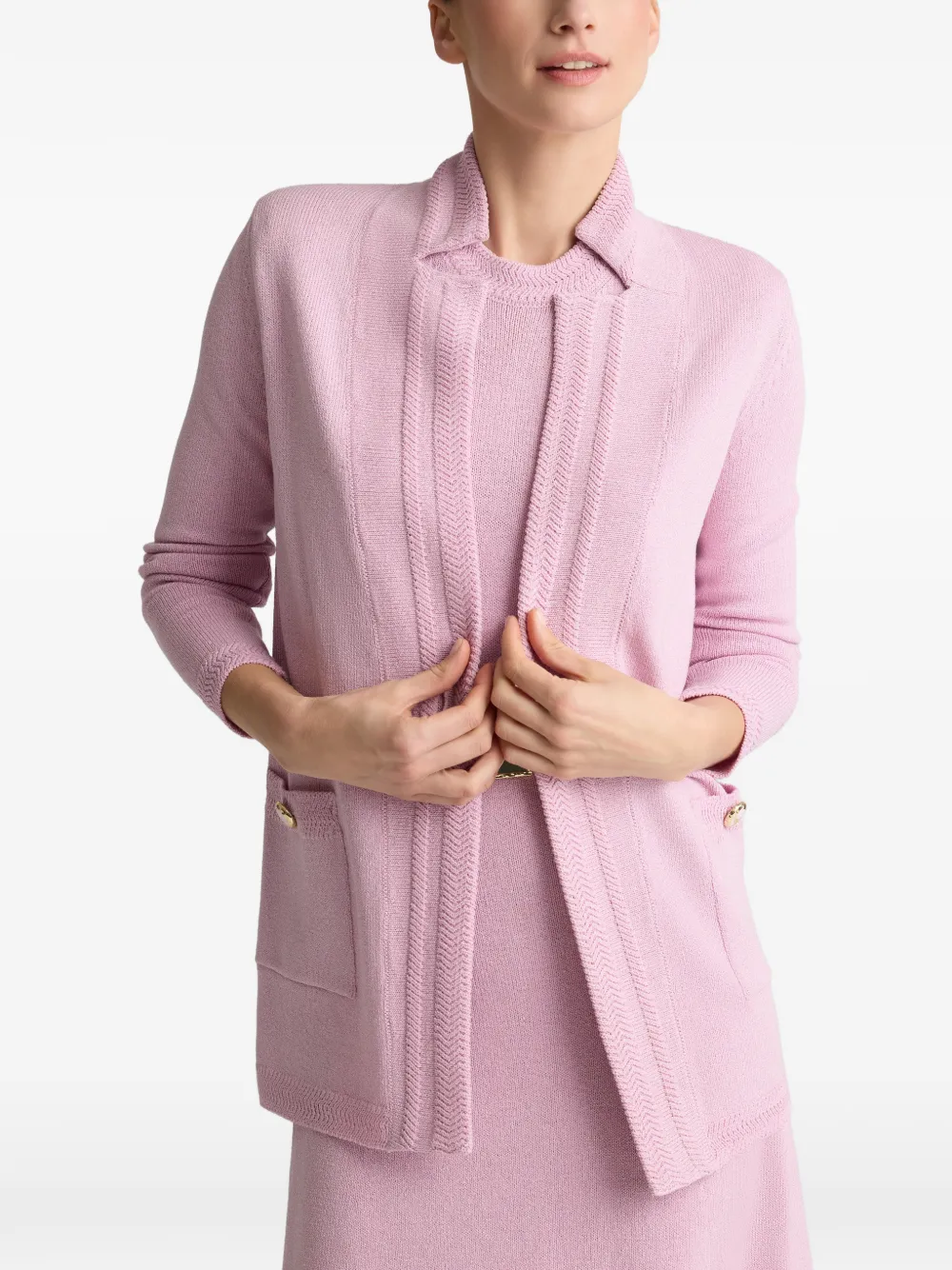  St. John Pocket Button Knit Jacket - Pink 