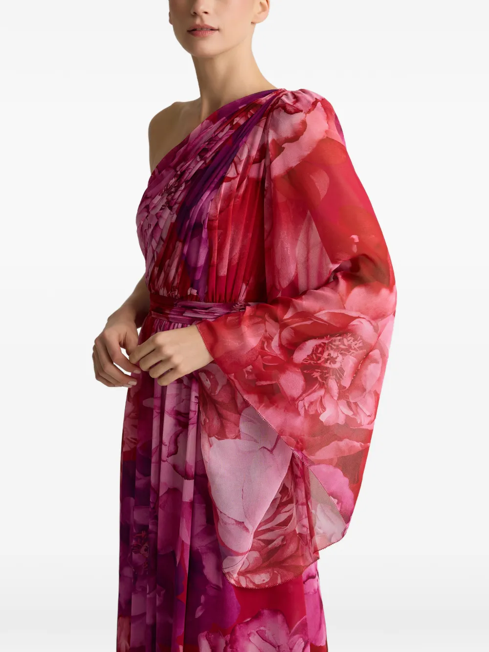 Paloma One-Shoulder Floral-Print Dress