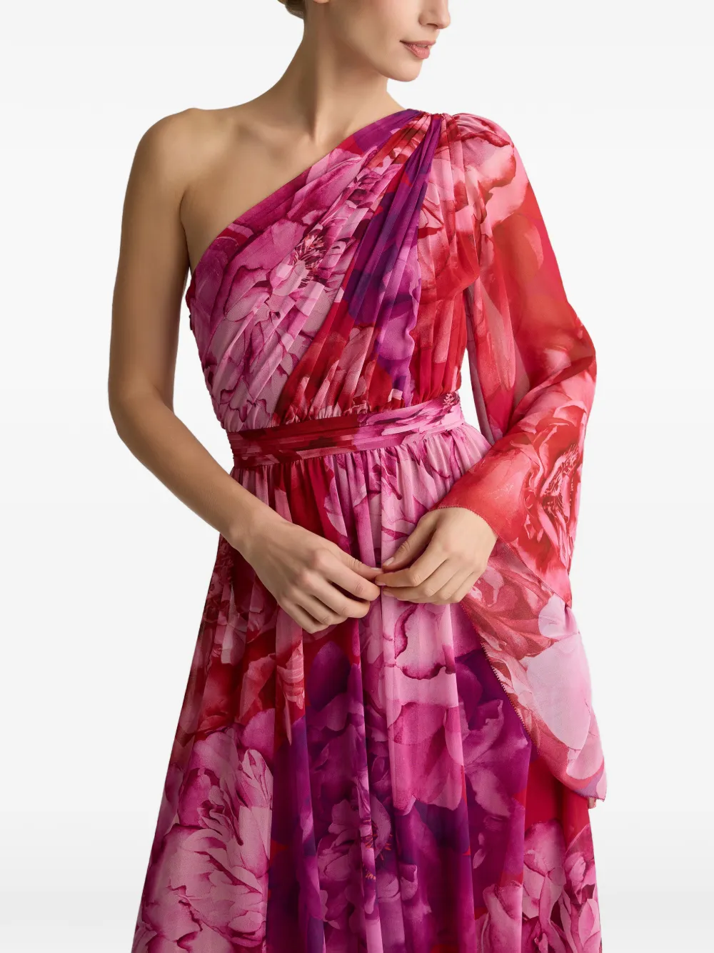 Paloma One-Shoulder Floral-Print Dress