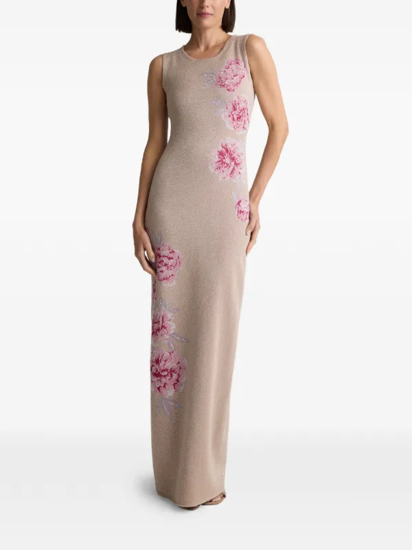 st john metallic dress NEW St. John Metallic V-Neck Dress in Pink/Multi - Size 6 #DD248