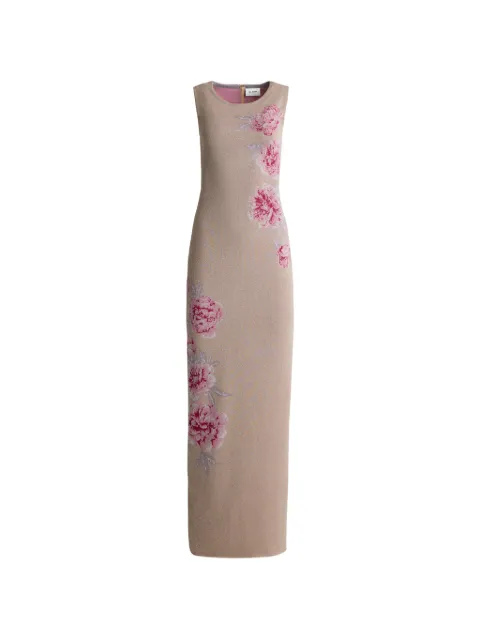 St. John Gianna metallic-peony-jacquard-knit dress