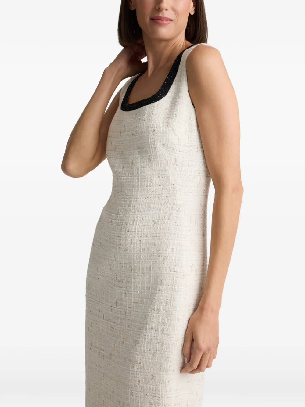 Tweed Square-Neck Midi Dress