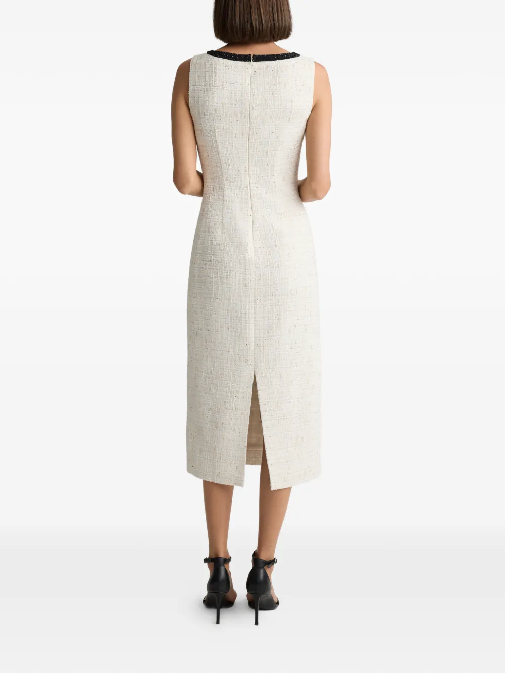 Tweed Square-Neck Midi Dress