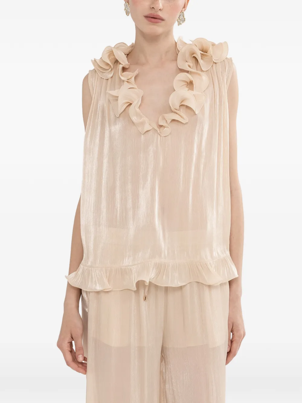 NISSA ruffled chiffon top - Toni neutri