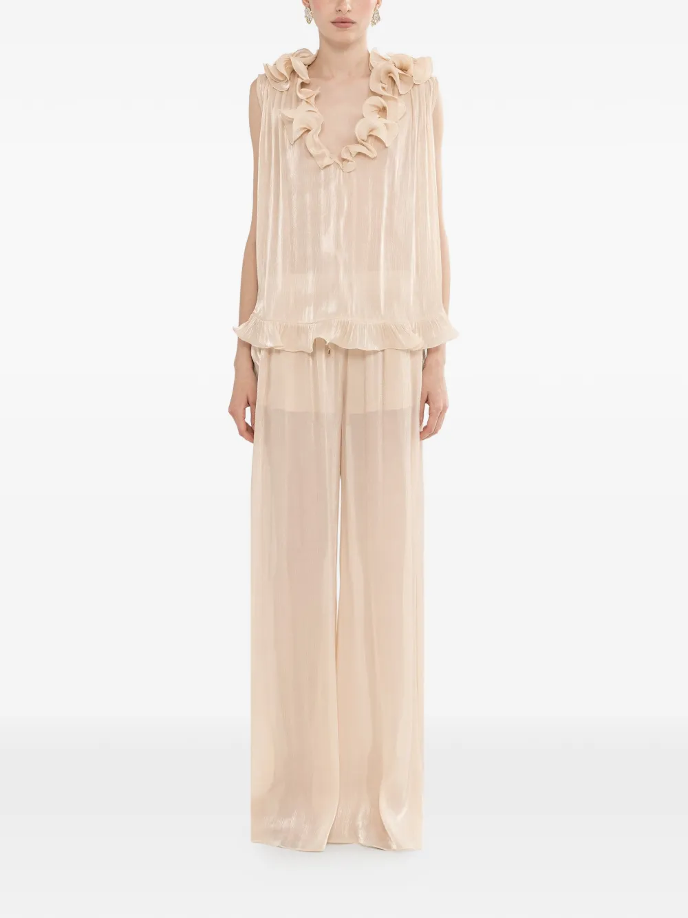  Nissa Ruffled Chiffon Top - Neutrals 