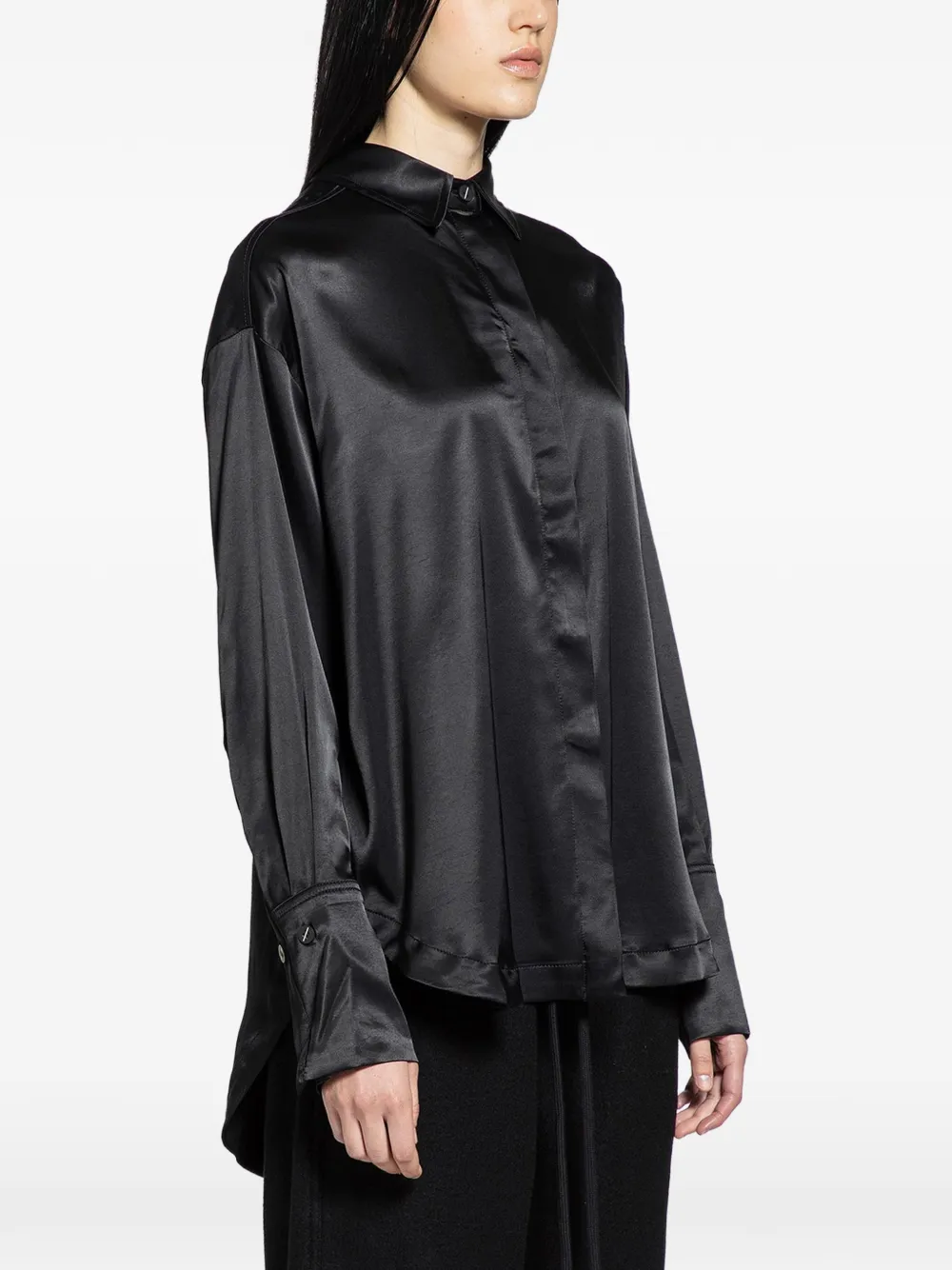  Thom Krom Satin Shirt - Black 