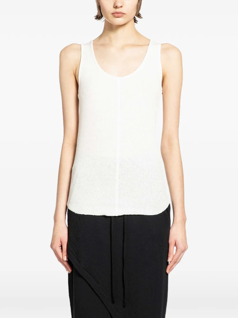 Thom Krom Long Ribbed Tank Top In White