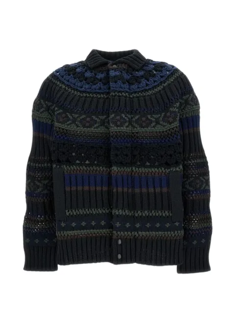 sacai crochet panelled cardigan
