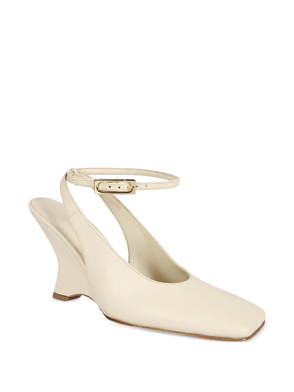  Giaborghini Square Toe Ankle Strap Heeled Pumps - Neutrals 
