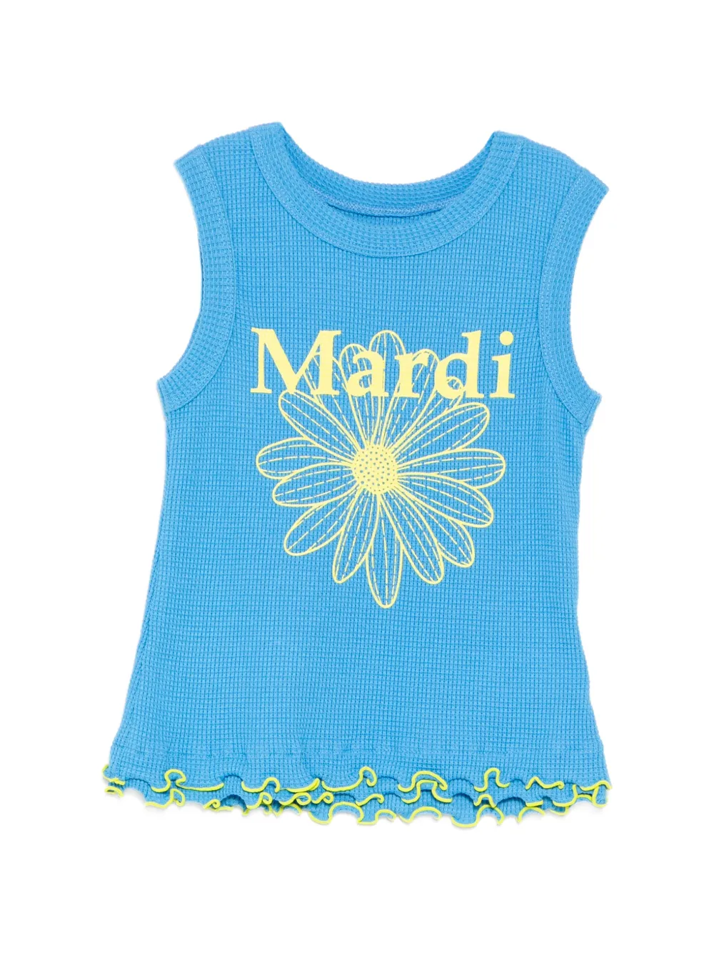 Mardi Mercredi Les Petites WAFFLE FLOWERMARDI FRILL top - Blu