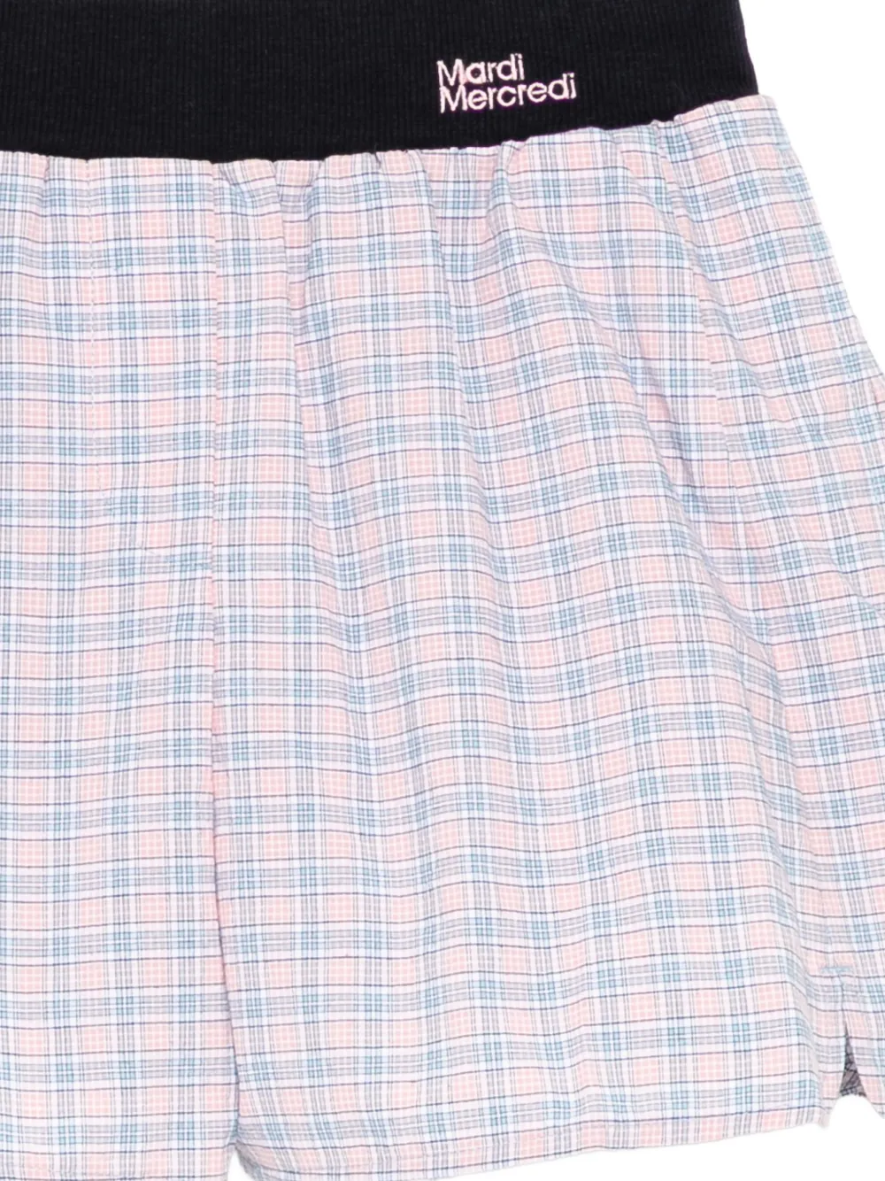 Mardi Mercredi Les Petites Geruite shorts met contrasterende tailleband Roze