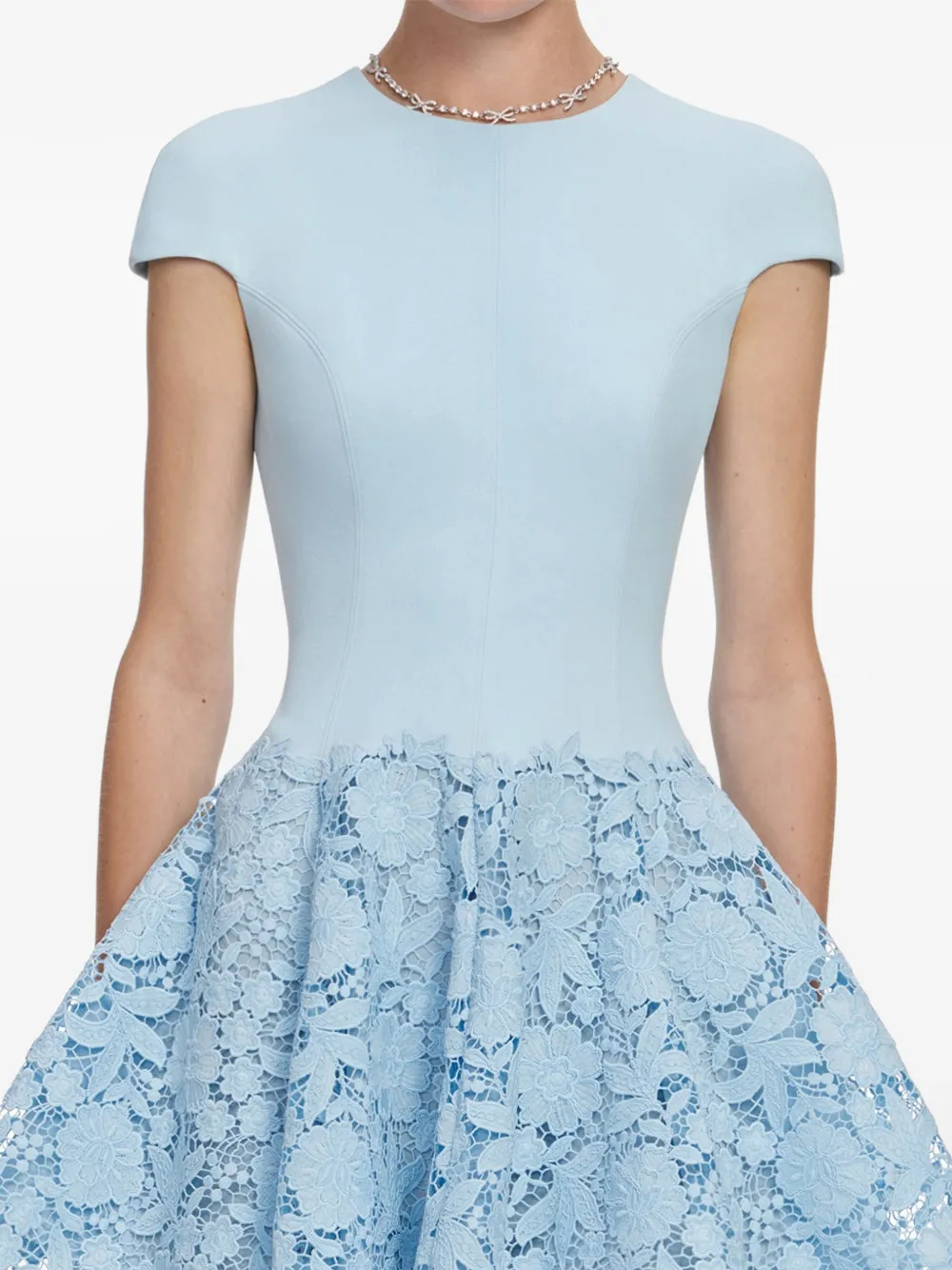 Self-Portrait Embroidered Laced Mini Dress | Blue | FARFETCH