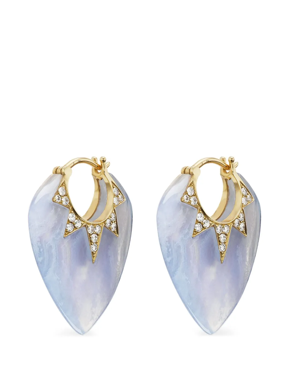 Sorellina Blue Lace Agate Classic Guitar Pick Earrings - Oro