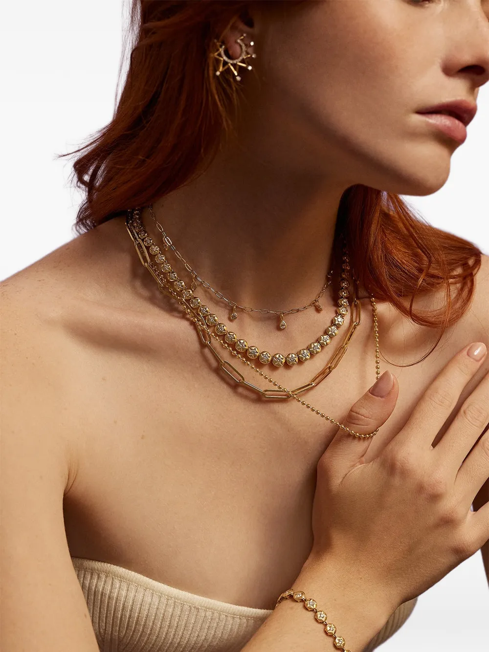 Sorellina diamond starburst crescent earrings - Oro