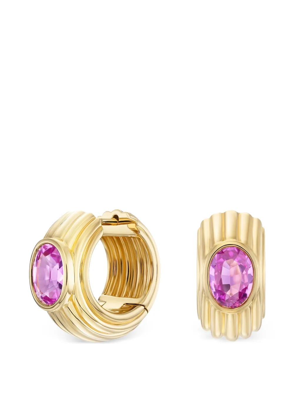 Sorellina Pink Sapphire Huggies Earrings - Oro