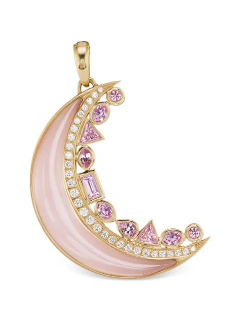 Sorellina multi stone crescent moon pendant