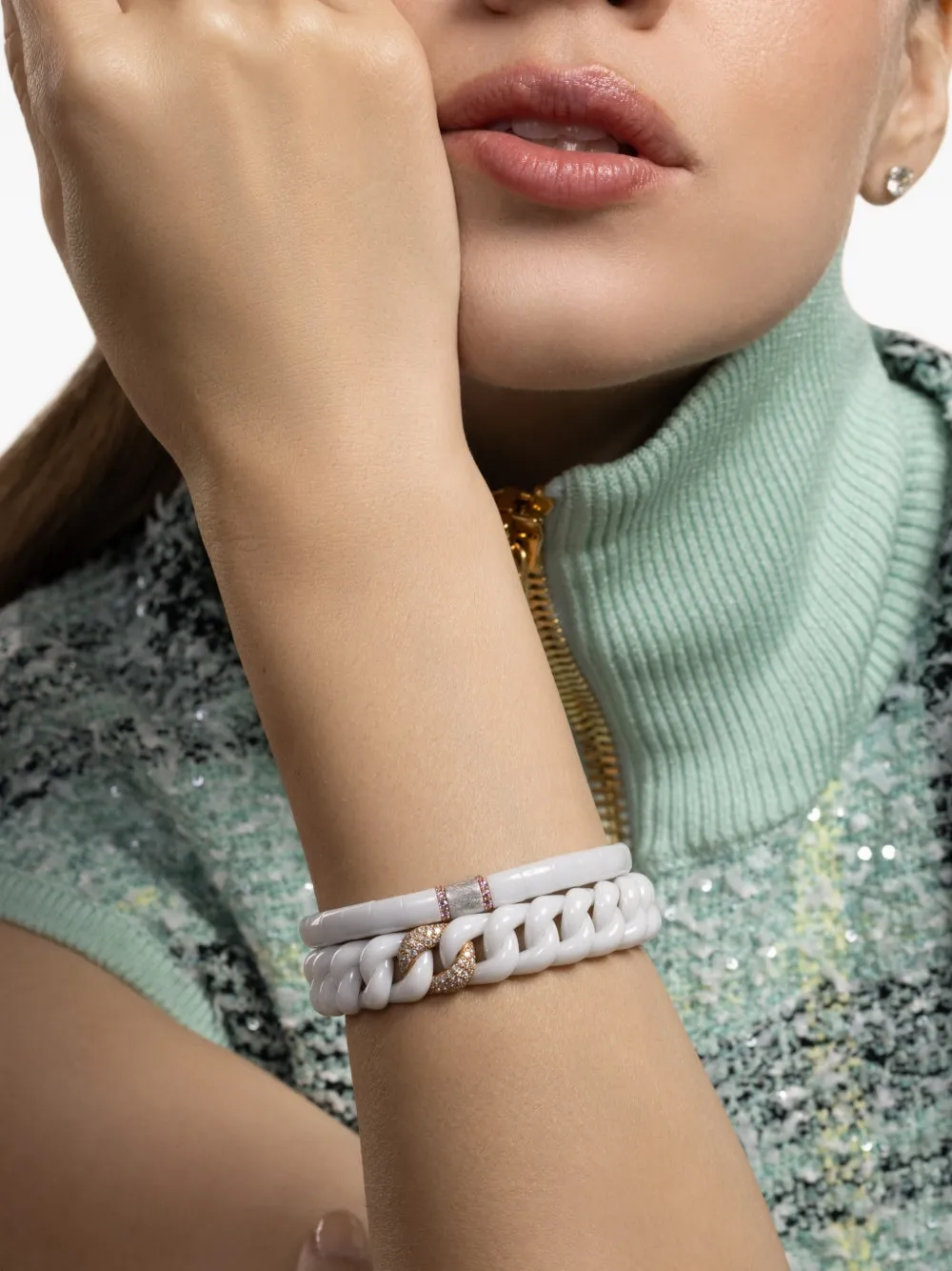 Roberto Demeglio pink sapphire stretch bracelet - Bianco