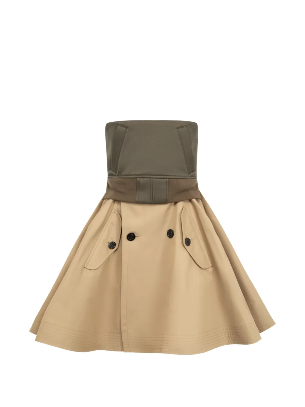 sacai strapless panelled mini dress - Toni neutri