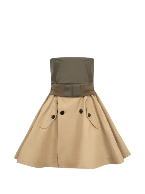 sacai strapless panelled mini dress
