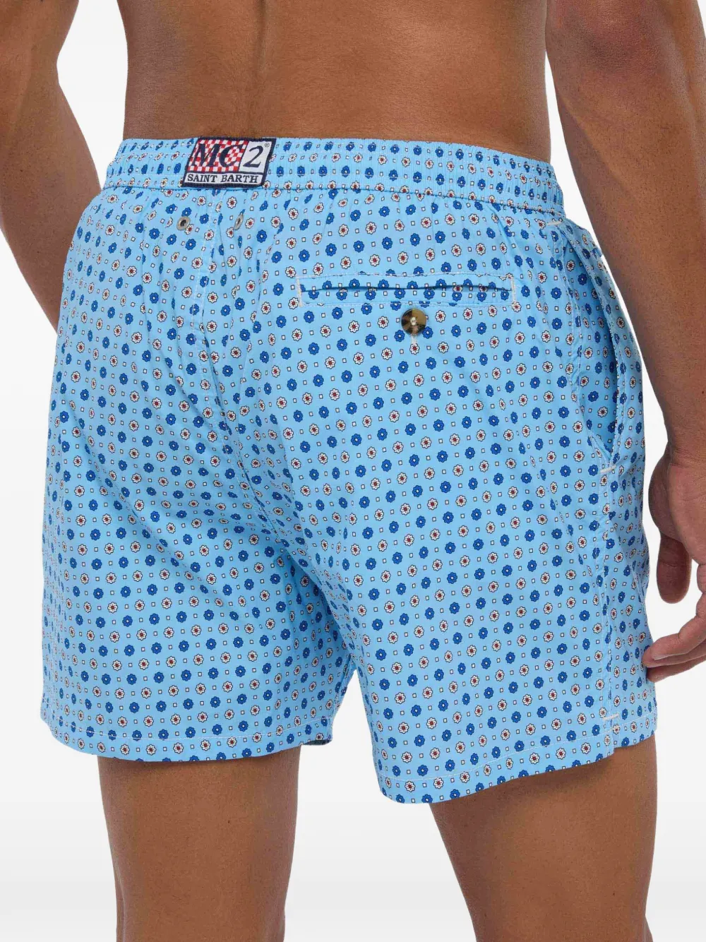 MC2 Saint Barth Lichtblauwe Lighting Micro zwembroek met geometrische print