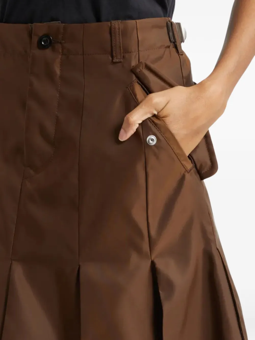 sacai Midi-rok met klepzak Bruin