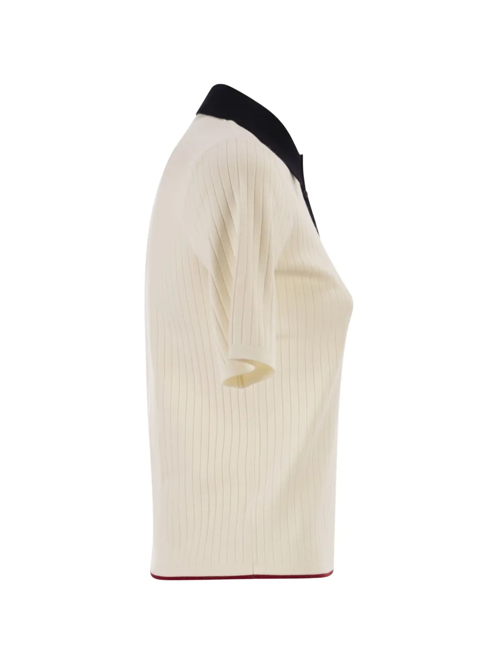  Max Mara Ribbed Polo Top - Neutrals 