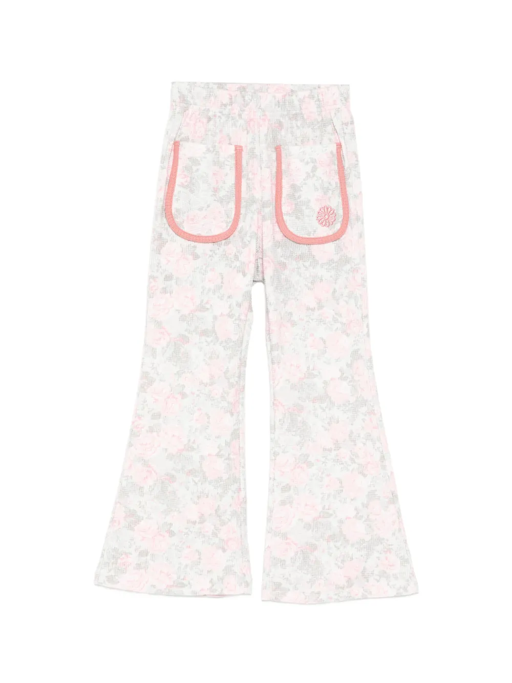 Mardi Mercredi Les Petites WAFFLE FLARED FLEUR pants - Grigio