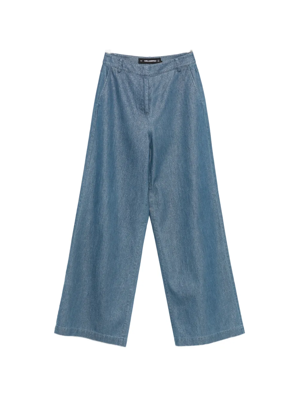Karl Lagerfeld logo-embroidered lightweight shiny cotton trousers - Blu