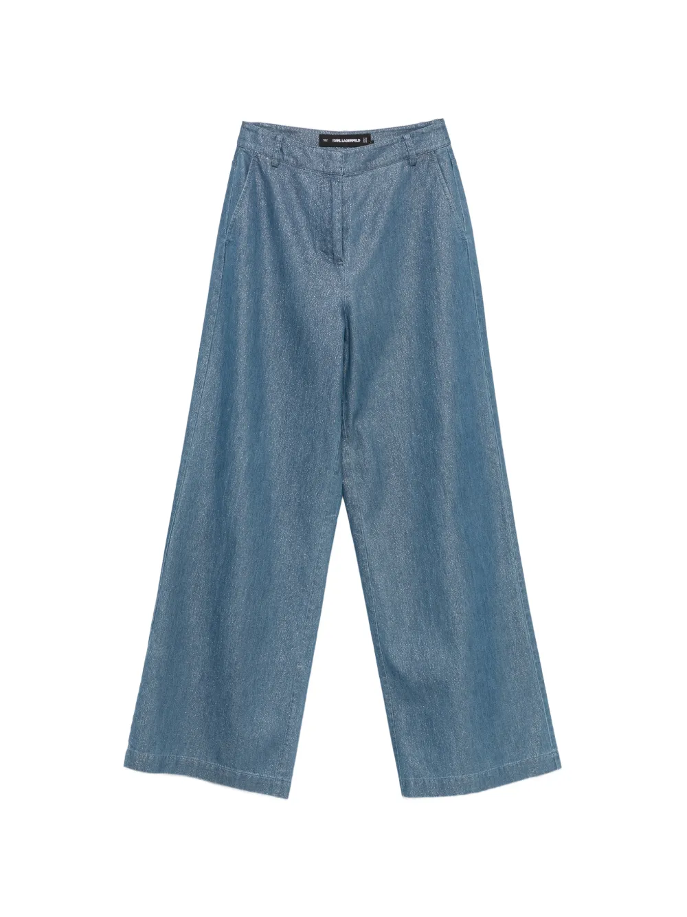 Karl Lagerfeld logo-embroidered lightweight shiny cotton trousers - Blu