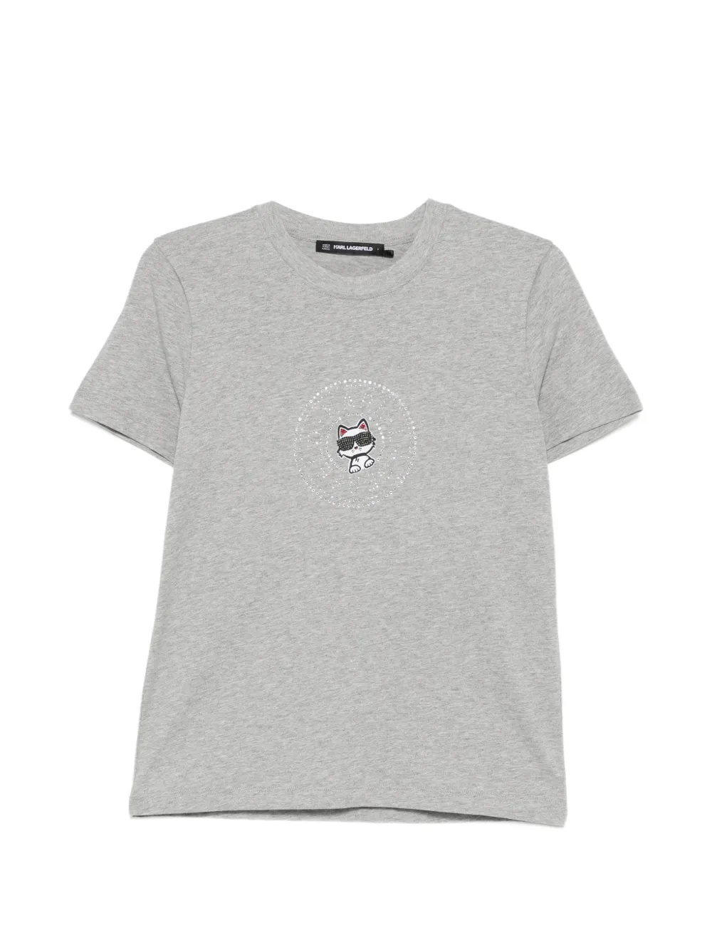 Karl Lagerfeld Ikon rhinestone-embellished cotton T-shirt - Grigio