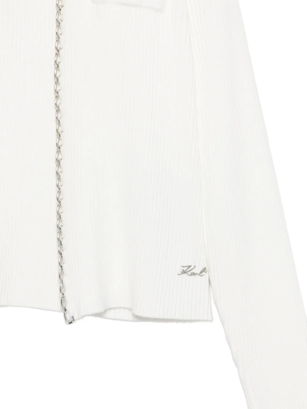 Karl Lagerfeld Geribbeld vest met ketting afwerking Wit