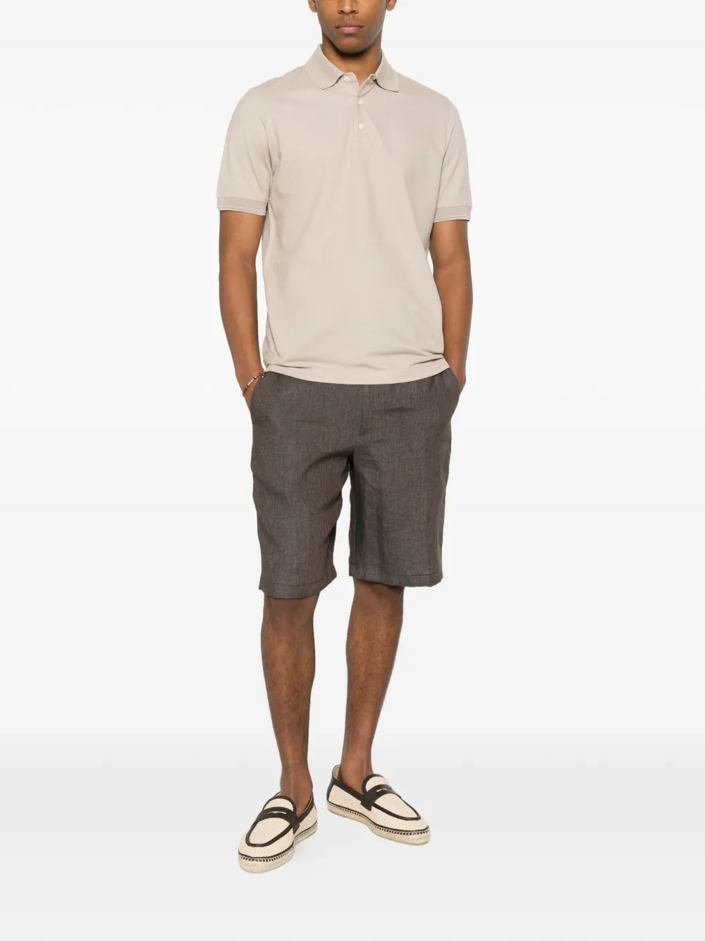 Canali Poloshirt met korte mouwen Bruin