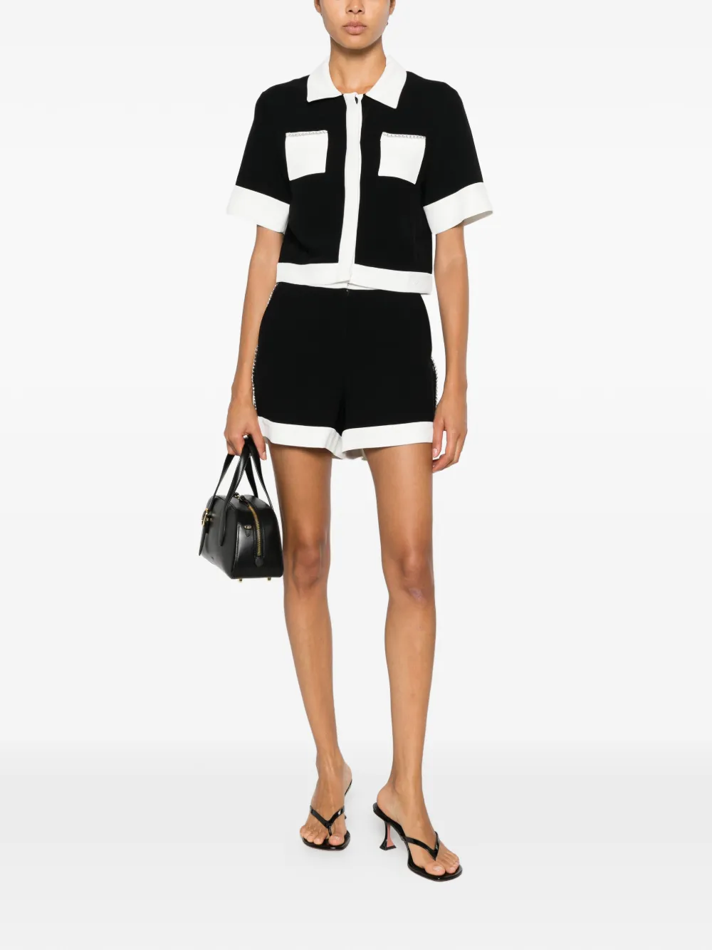 Karl Lagerfeld Shorts met kettingdetail en contrasterende afwerking Zwart