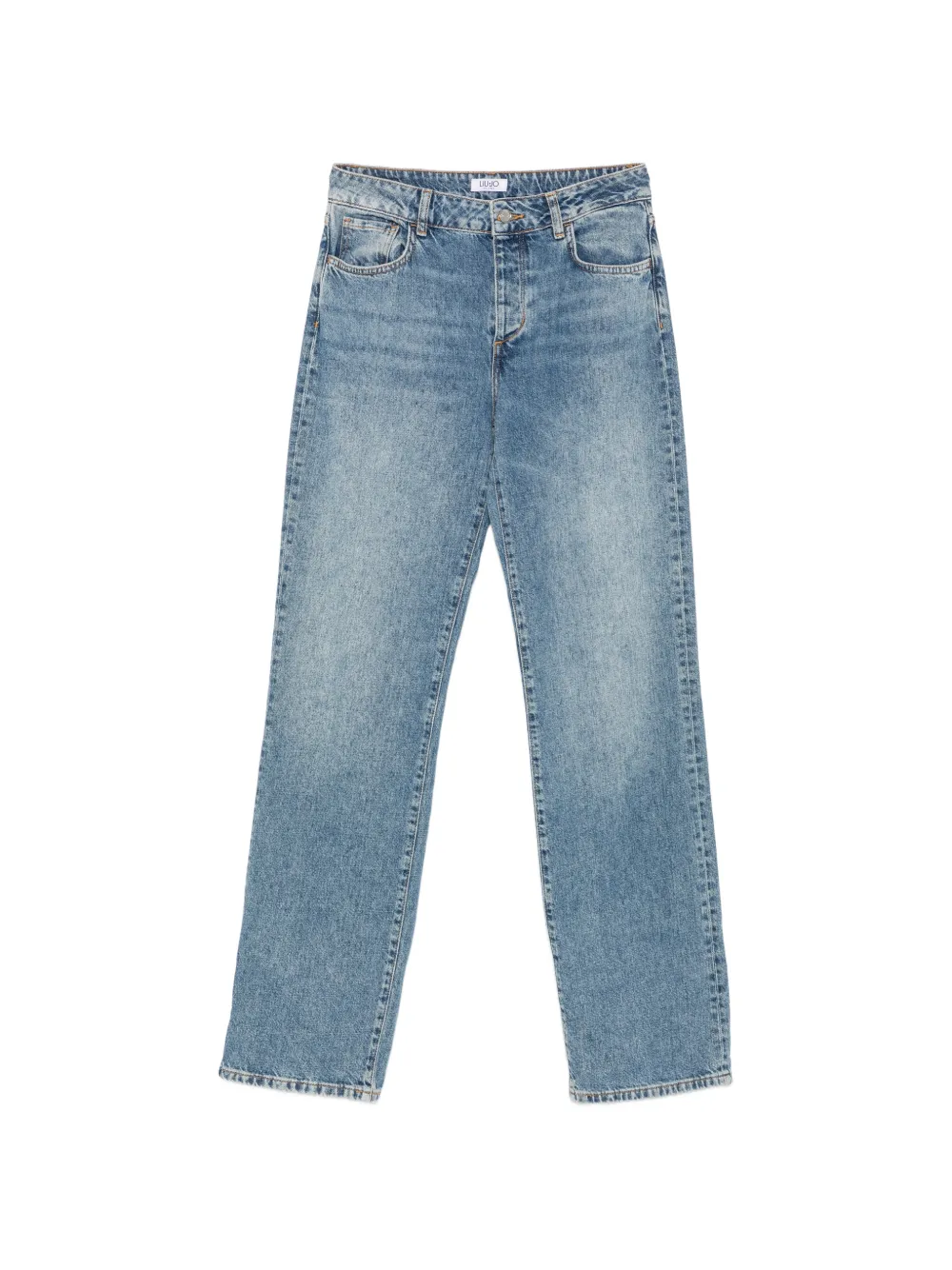 LIU JO logo-embroidered crystal-embellished jeans - Blu