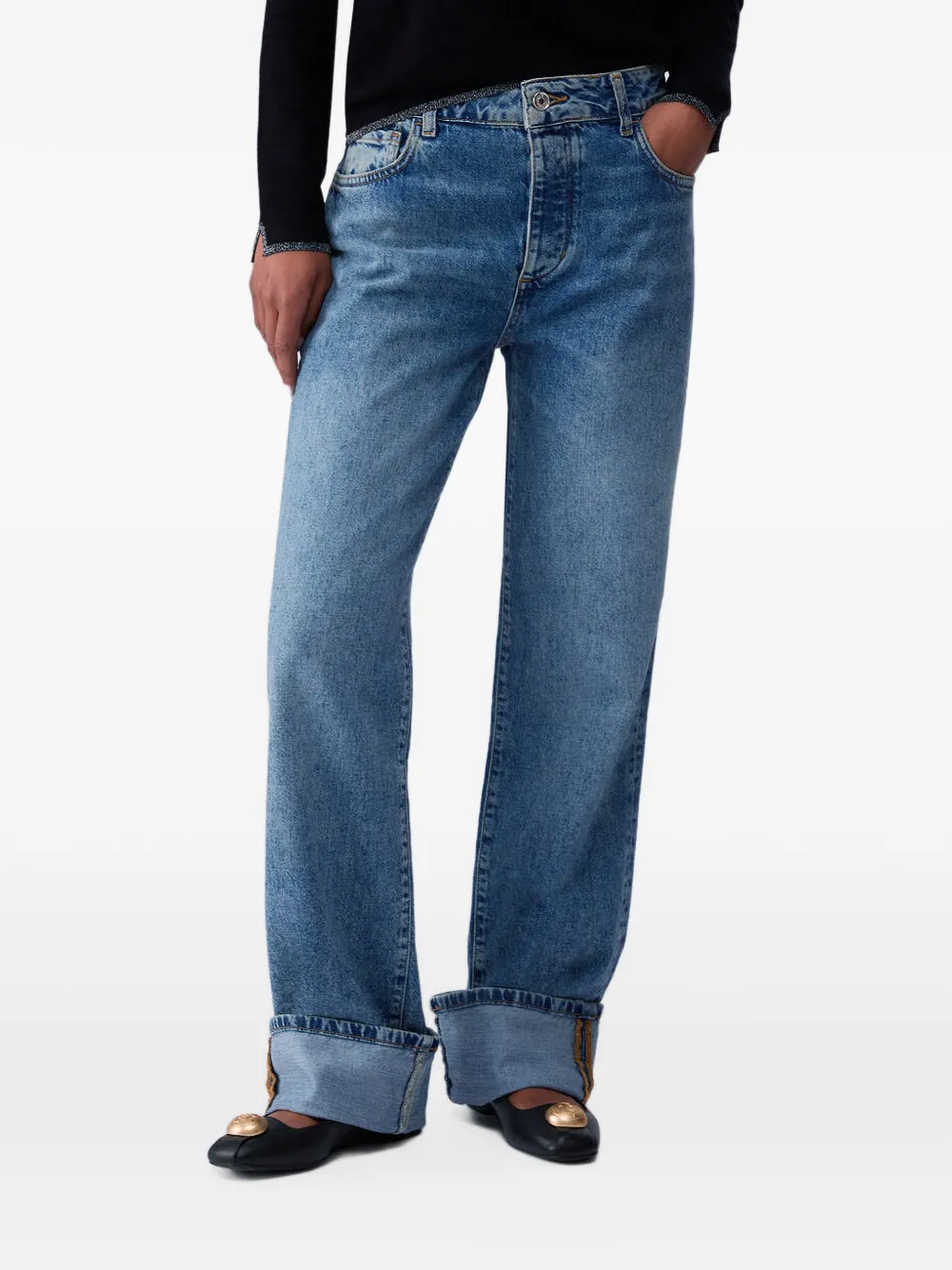 LIU JO logo-embroidered crystal-embellished jeans - Blu