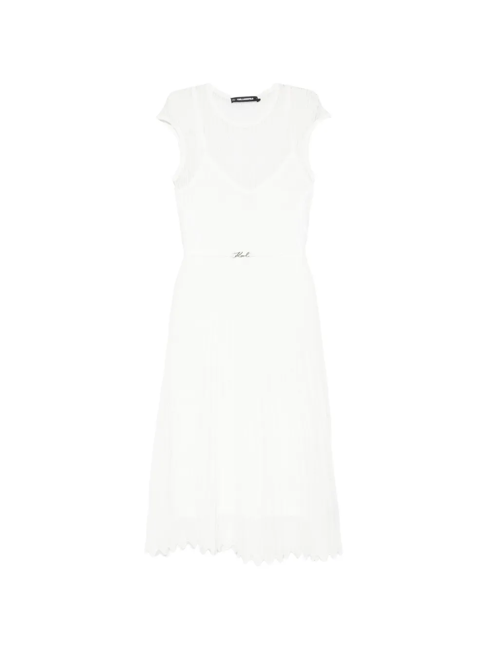 Karl Lagerfeld pointelle-knit belted midi dress - Weiß