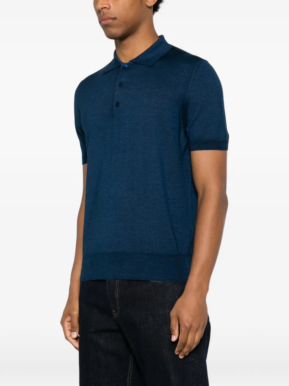 Canali Poloshirt met korte mouwen Blauw