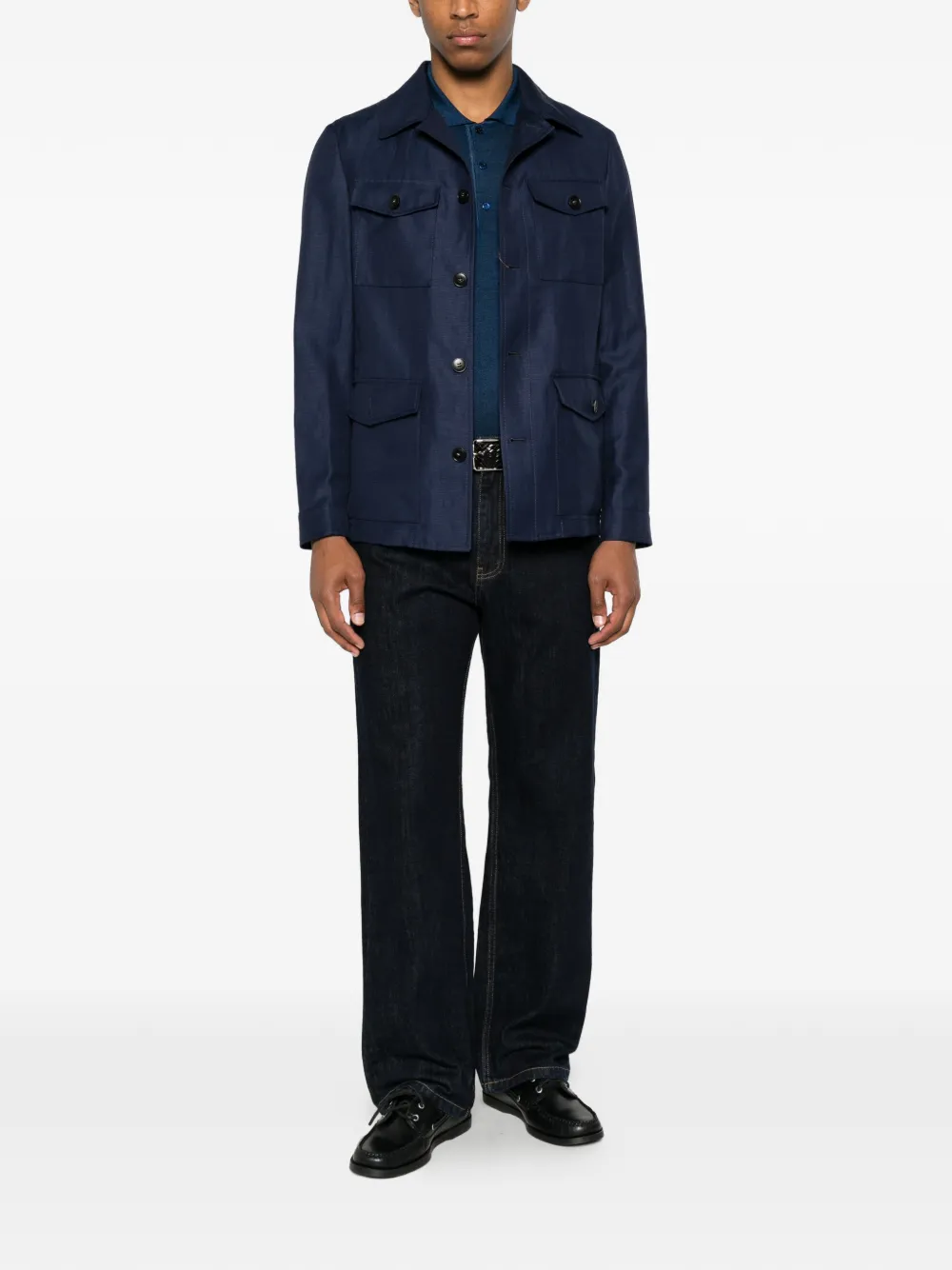 Canali Poloshirt met korte mouwen Blauw
